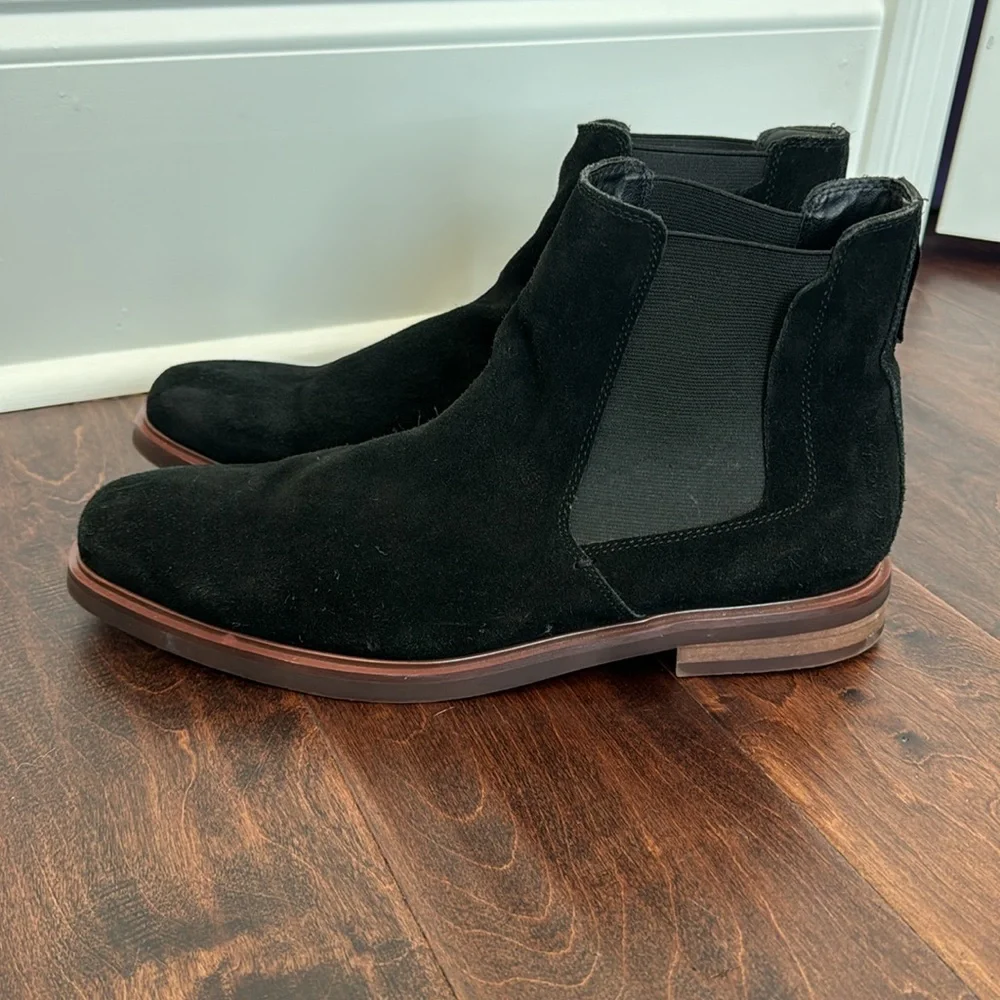 Steve Madden Men’s Black Suede Leather Ankle Boots Booties Fall Winter, size 12 - Picture 2 of 7